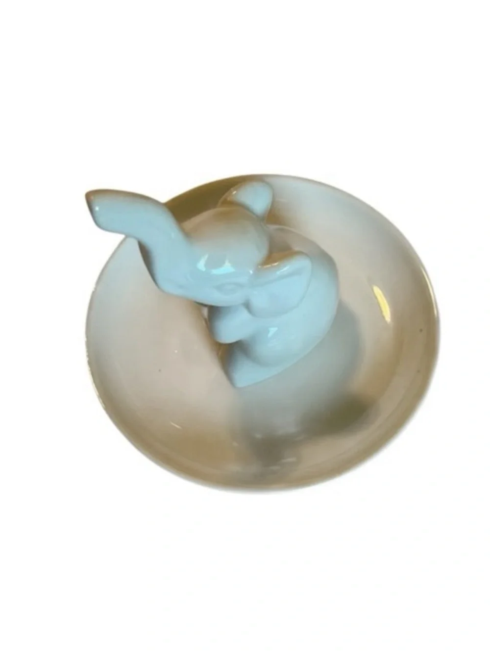 Ceramic Elephant Ring & Jewelry Dish - White with Gold Accents • brand new in bo